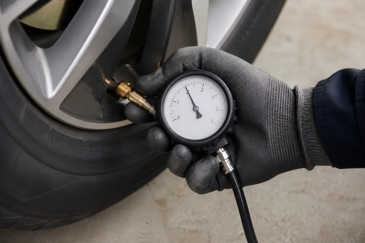 Manomètre appliqué sur une valve de pneu pour un contrôle de pression
